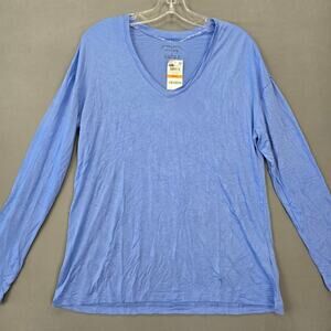 Mason Jules Womens Shirt Size S Blue Preppy Periwinkle Long Sleeves V-Neck Solid